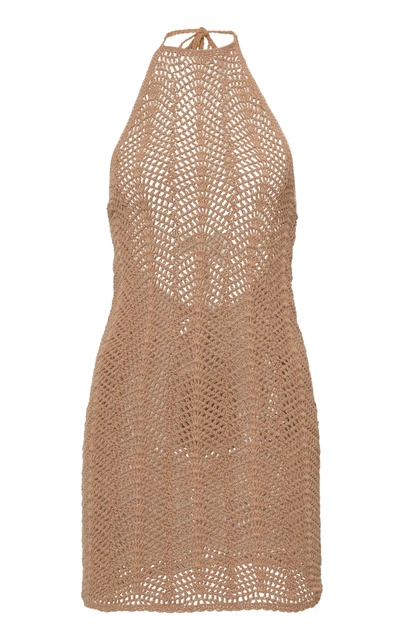 Akoia Swim Women's Noelie Crocheted Cotton Halterneck Mini Dress In Neutral