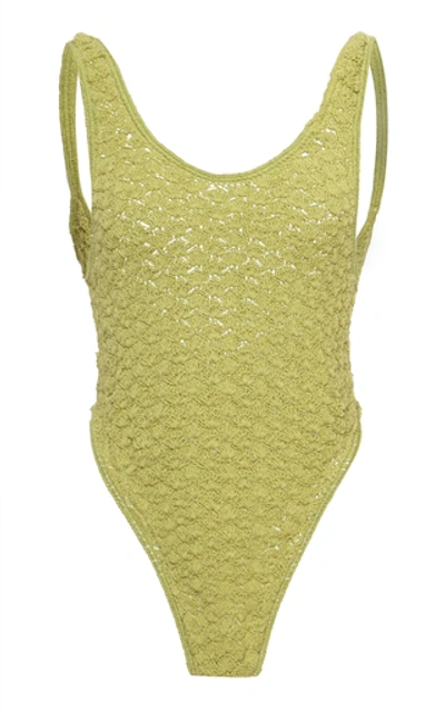 Akoia Swim Arete Crocheted Cotton Swimsuit In Green