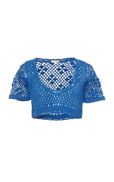 Akoia Swim Lilou Crocheted Cotton Top In Blue