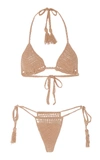 Akoia Swim Women's Clio Crocheted Cotton Bikini Set In Neutral,multi
