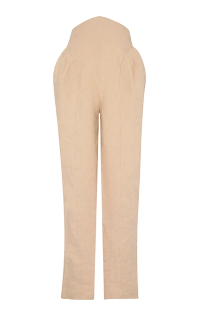 Anna Mason Siren High Waisted Linen Pants In Neutral