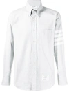 THOM BROWNE STRAIGHT FIT 4-BAR SOLID STRIPE SHIRT GREY