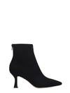 FABIO RUSCONI HIGH HEELS ANKLE BOOTS IN BLACK SUEDE AND LEATHER,11023449