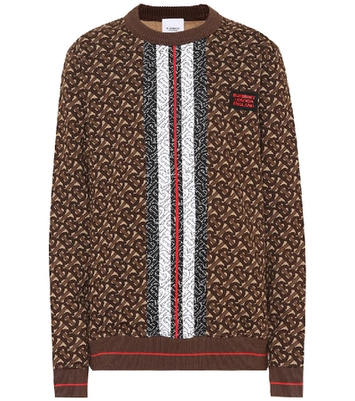 Burberry Monogram Stripe Print Cotton Oversized Sweatshirt In Brown