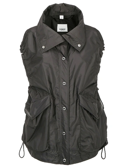 Burberry Mullion Sleeveless Coat In Black