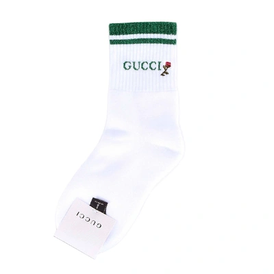 Gucci Floral Logo Embroidered Socks In White