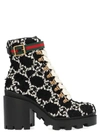 GUCCI GUCCI GG TWEED ANKLE BOOTS