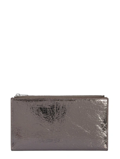 Mm6 Maison Margiela Laminated Leather Wallet In Silver