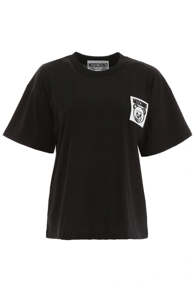 Moschino Cputure Logo Teddy Tshirt In Black