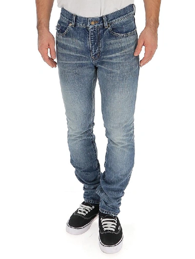 Saint Laurent Skinny Denim Jeans In Blue