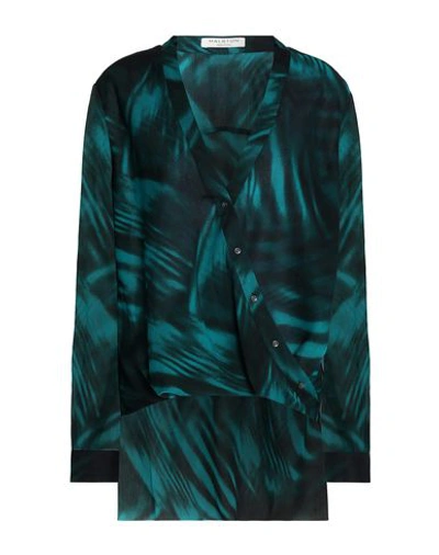 Halston Heritage Patterned Shirts & Blouses In Deep Jade