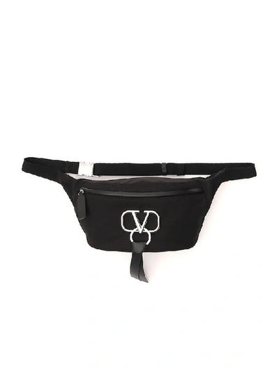Valentino Garavani Logo Leather Belt Bag In Black