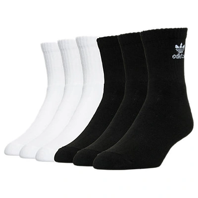 Adidas Originals Trefoil Quarter Socks (6 Pack) In Black/white
