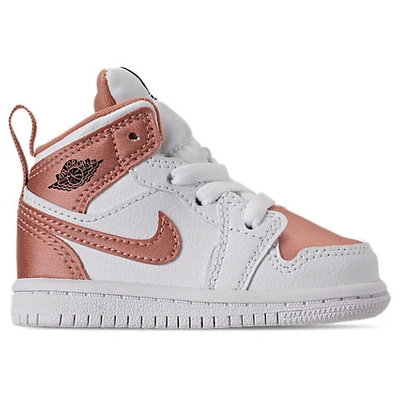 Nike Jordan Girls' Toddler Air 1 Mid Casual Shoes In White