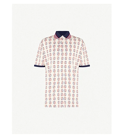 Gucci Oversized Logo-print Stretch-cotton Piqué Polo Shirt In White