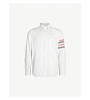 Thom Browne Logo-print Regular-fit Cotton-flannel Shirt In White