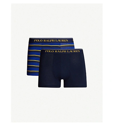 Polo Ralph Lauren Pack Of Three Classic-fit Stretch-cotton Boxer Briefs In Navy/yellow