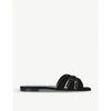 Saint Laurent Nu Pieds Suede And Leather Slides In Black