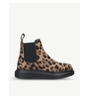 Alexander Mcqueen Leopard Calf Hair Chelsea Boots In Blk/brown