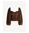 Attico Bow-detailed Animal-print Velvet Top In Leopard