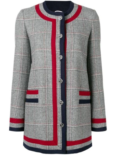 Thom Browne Frame Detail Hunting Tweed Jacket In Grey