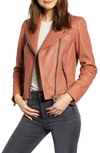 Allsaints Dalby Leather Biker Jacket In Rose Pink