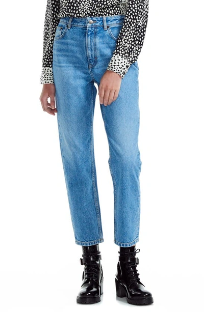 Maje Pario High-rise Cropped Straight-leg Jeans In Blue