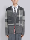 THOM BROWNE THOM BROWNE 4-BAR OVERSIZED PLAID CARDIGAN,MKC236A0027813519277