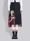 THOM BROWNE THOM BROWNE NAVY FRAYED DUCK PLEATED SKIRT,FGC691A0538513558542