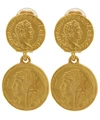 OSCAR DE LA RENTA GOLD-TONE TIERED COIN CLIP-ON DROP EARRINGS,5057865770345