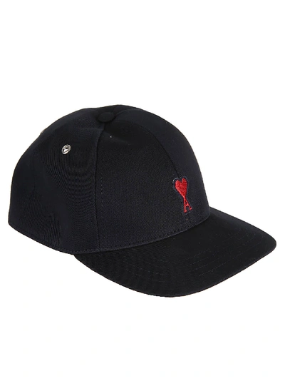 Ami Alexandre Mattiussi Logo-appliquéd Cotton-twill Baseball Cap In Blue