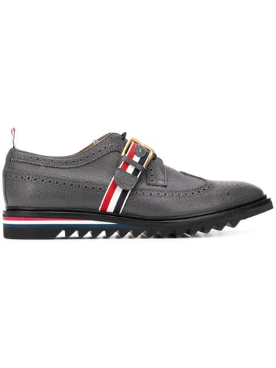 Thom Browne Rwb Webbing Longwing Brogue In Grey