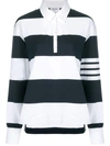 THOM BROWNE THOM BROWNE 4 条纹 POLO 衫 - 蓝色