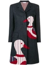 THOM BROWNE Donegal Chesterfield Navy Overcoat
