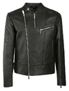 DSQUARED2 ZIPPED LEATHER JACKET,S74AM0947 SX8131900