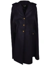 Miu Miu Long Sleeveless Virgin Wool Cape In Blue