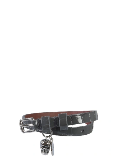 Alexander Mcqueen Black Leather Bracelet