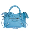 Balenciaga Mini Arena City Leather Satchel - Blue In Baby Blue/black