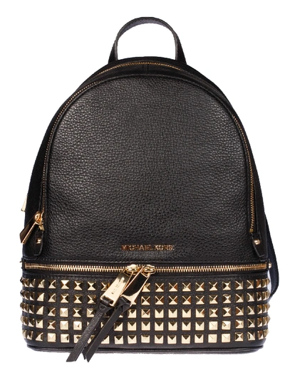 Michael Kors Rhea Medium Zipped Studded Backpack In Black