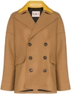PLAN C PLAN C DOUBLE-BREASTED PEACOAT - 棕色