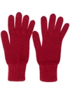 Pringle Of Scotland Gloves With Ribbed Details In Red
