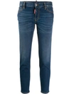 Dsquared2 Logo Patch Cropped Jeans In Blue