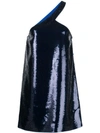 SAINT LAURENT SAINT LAURENT SEQUIN EMBROIDERED ASYMMETRICAL DRESS - 蓝色