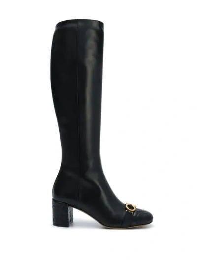 Ferragamo Women's Lilla Knee-high Leather Boots In Black