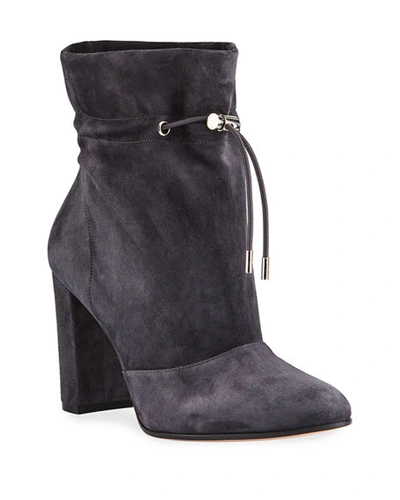 Gianvito Rossi Suede Chunky-heel Booties In Gray