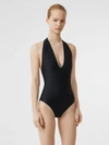 BURBERRY Piping Detail Halterneck Swimsuit