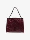 Saint Laurent Niki Large Crinkled Calf Shopper Tote Bag In Red