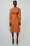 Acne Studios Deera Ruched Cotton-poplin Dress In Midi Dress