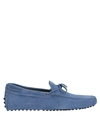 Tod's Men's Suede Loafers Moccasins Gommino In Pastel Blue