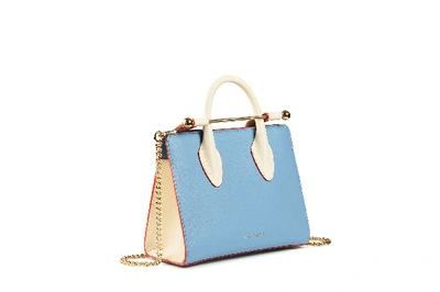 Strathberry The  Nano Tote - Alice Blue/vanilla With Maple Edge